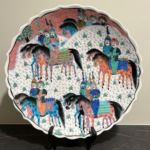 Vintage Hand Painted Wall Plate, Hand Made in Turkey